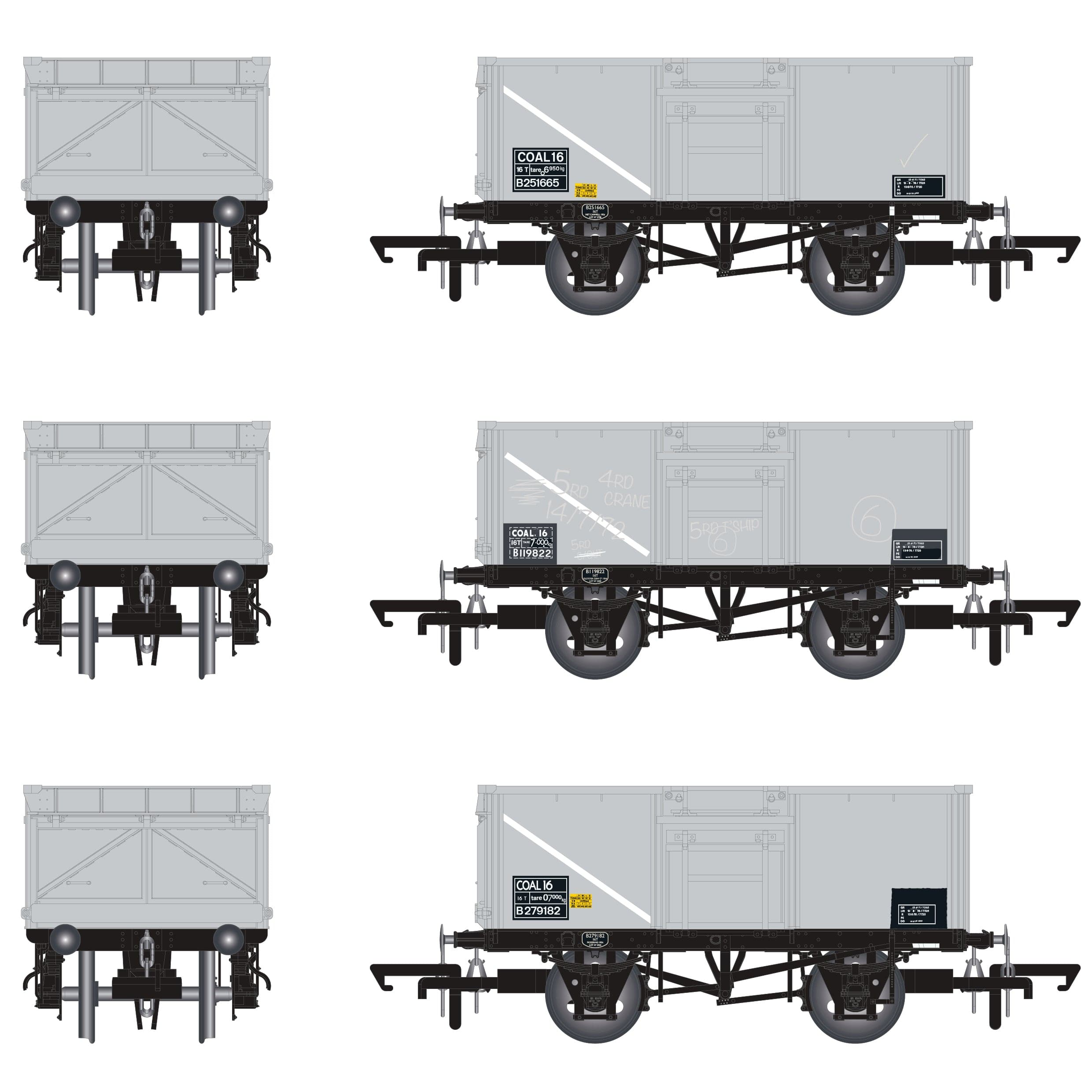 BR 16T Mineral – 1/108 – BR Freight Grey (Pre-TOPS COAL 16) – Pack E