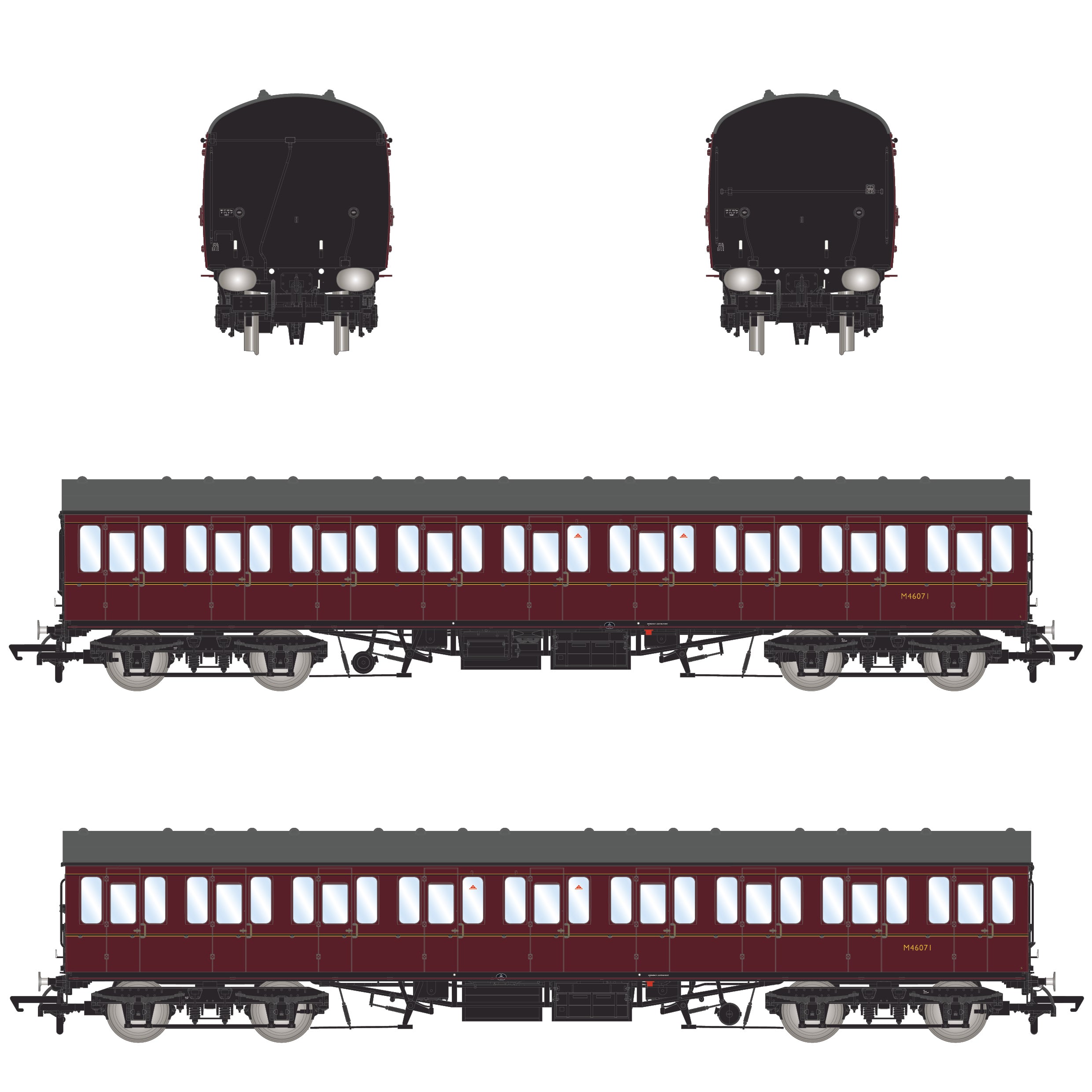 BR Mk1 57' Non-Gangway Coach – S – Kastanienbraun (niedrige Position) M46071