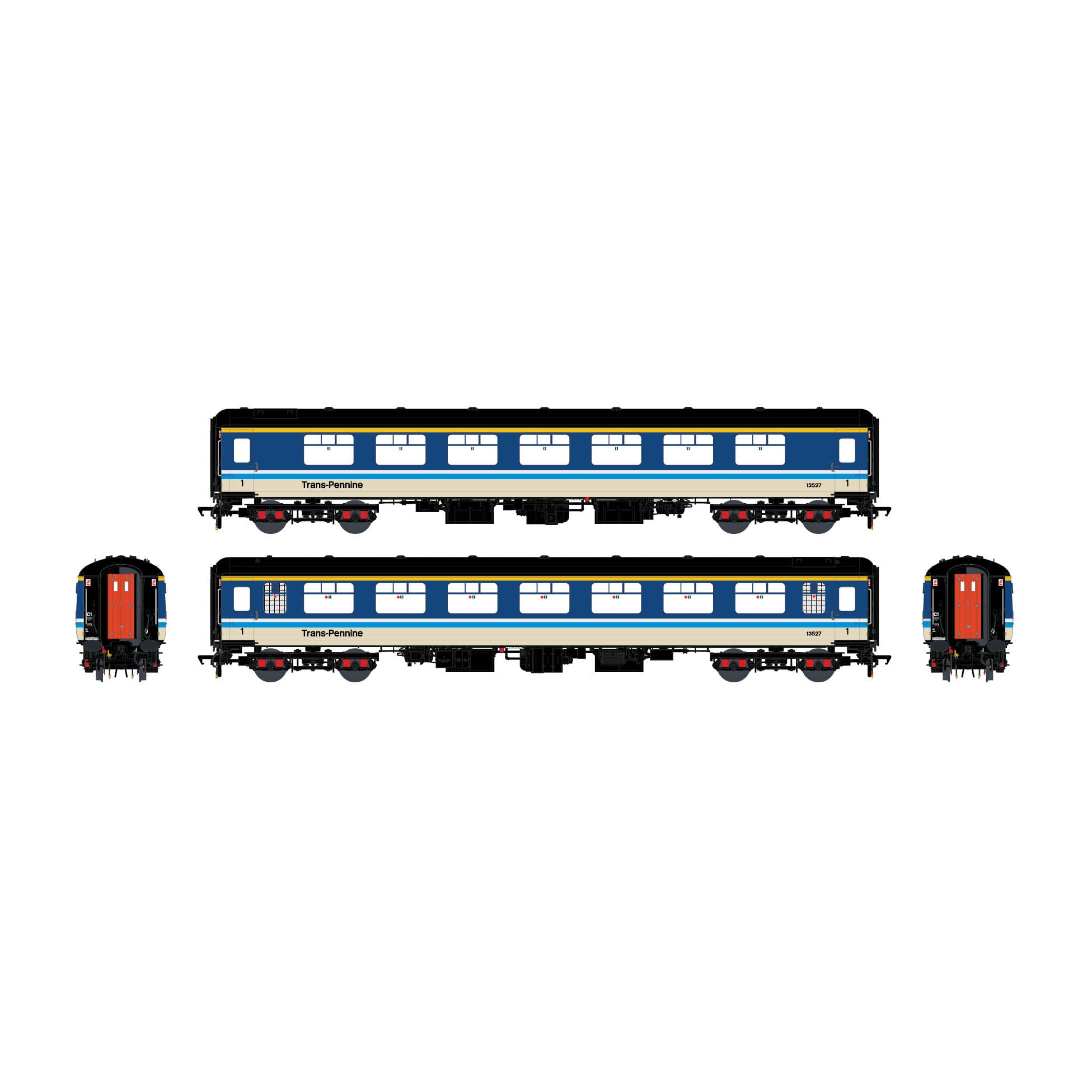 BR Mk.2c (großes Toilettenfenster) FK M13527 Provincial mit Trans-Pennine-Markenzeichen