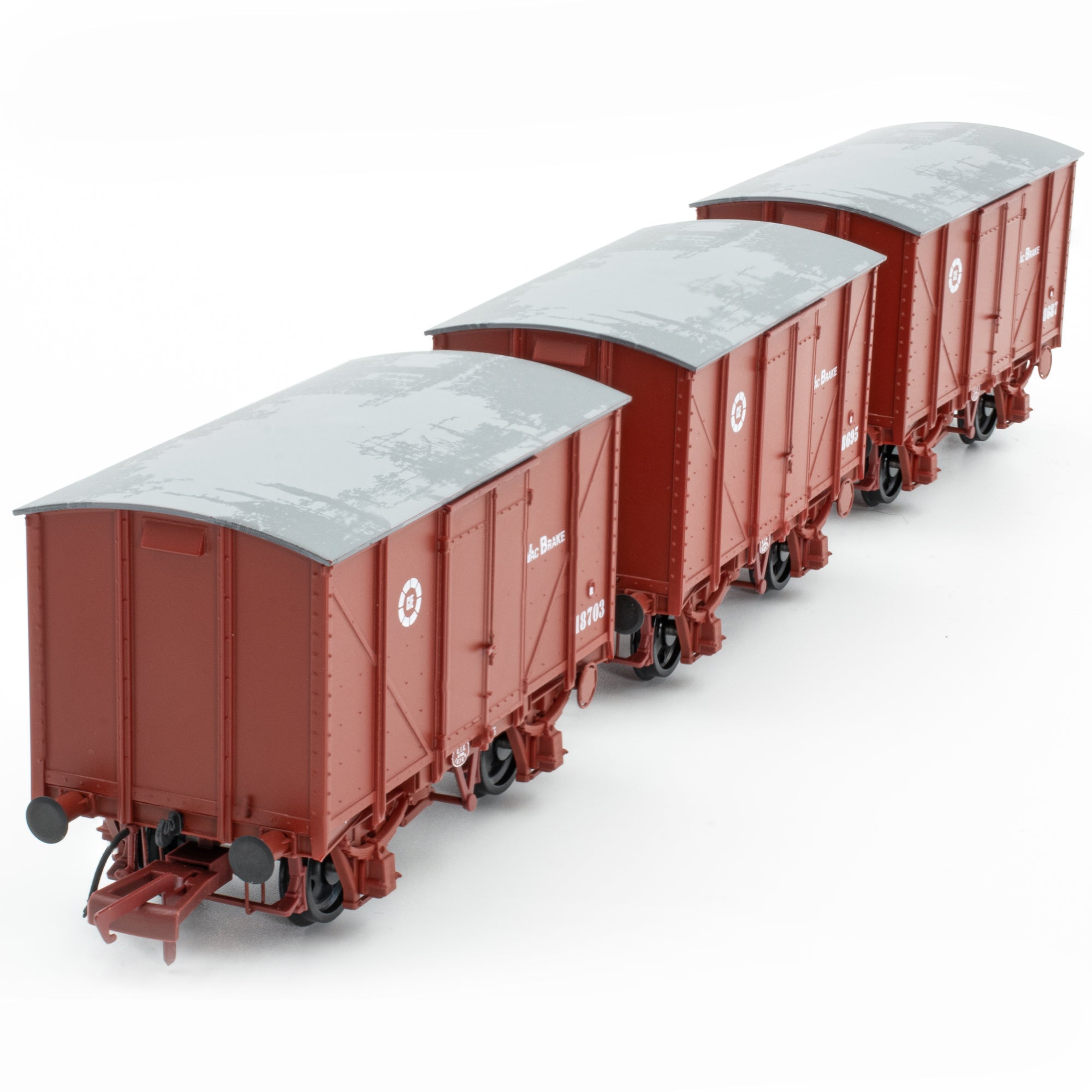 CIE Bulleid H Van – Braun (CIE-Roundel-Ära) – mit Vakuum ausgestattet – Packung 2