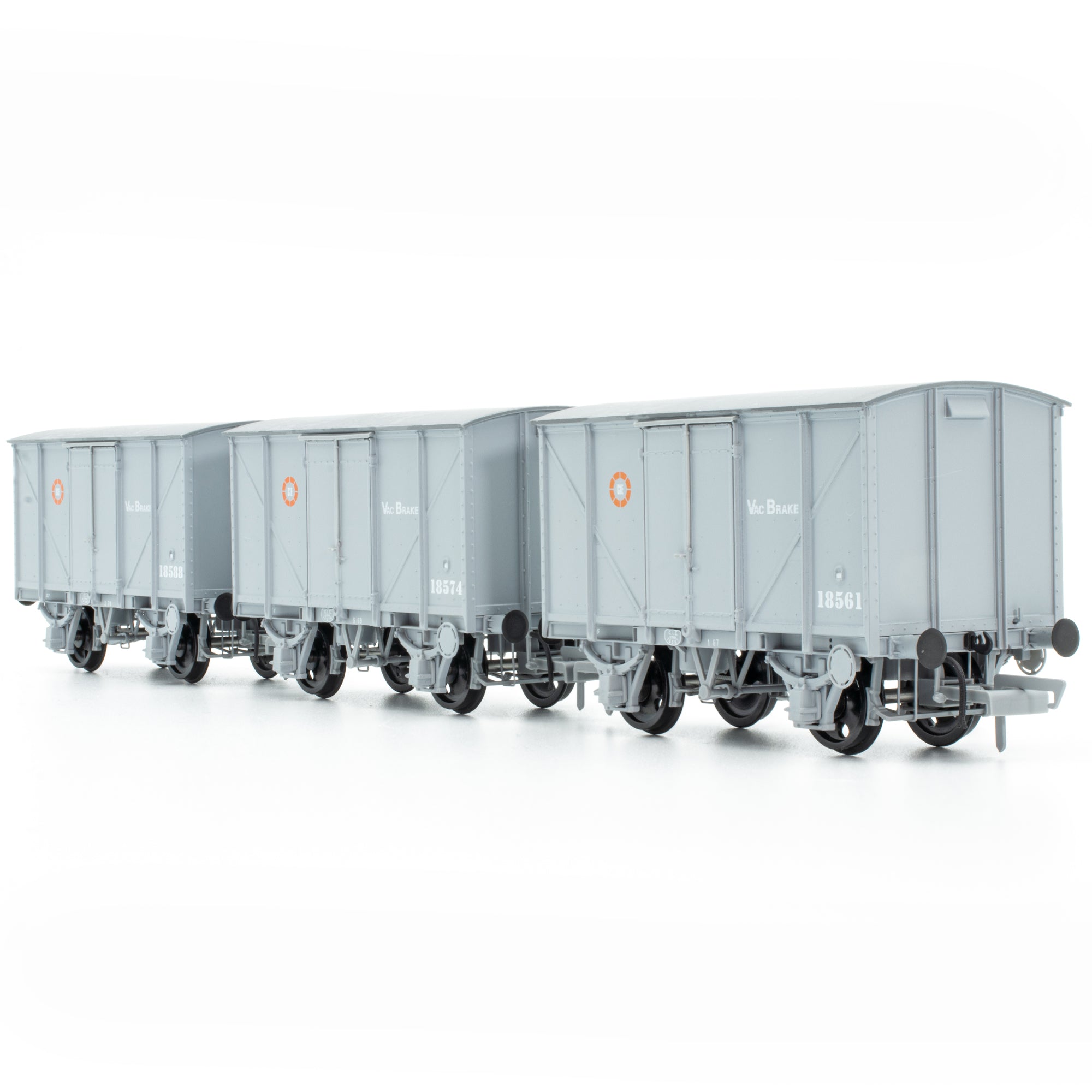 CIE Bulleid H Van – Grau (CIE-Roundel-Ära) – mit Vakuum ausgestattet – Packung 2