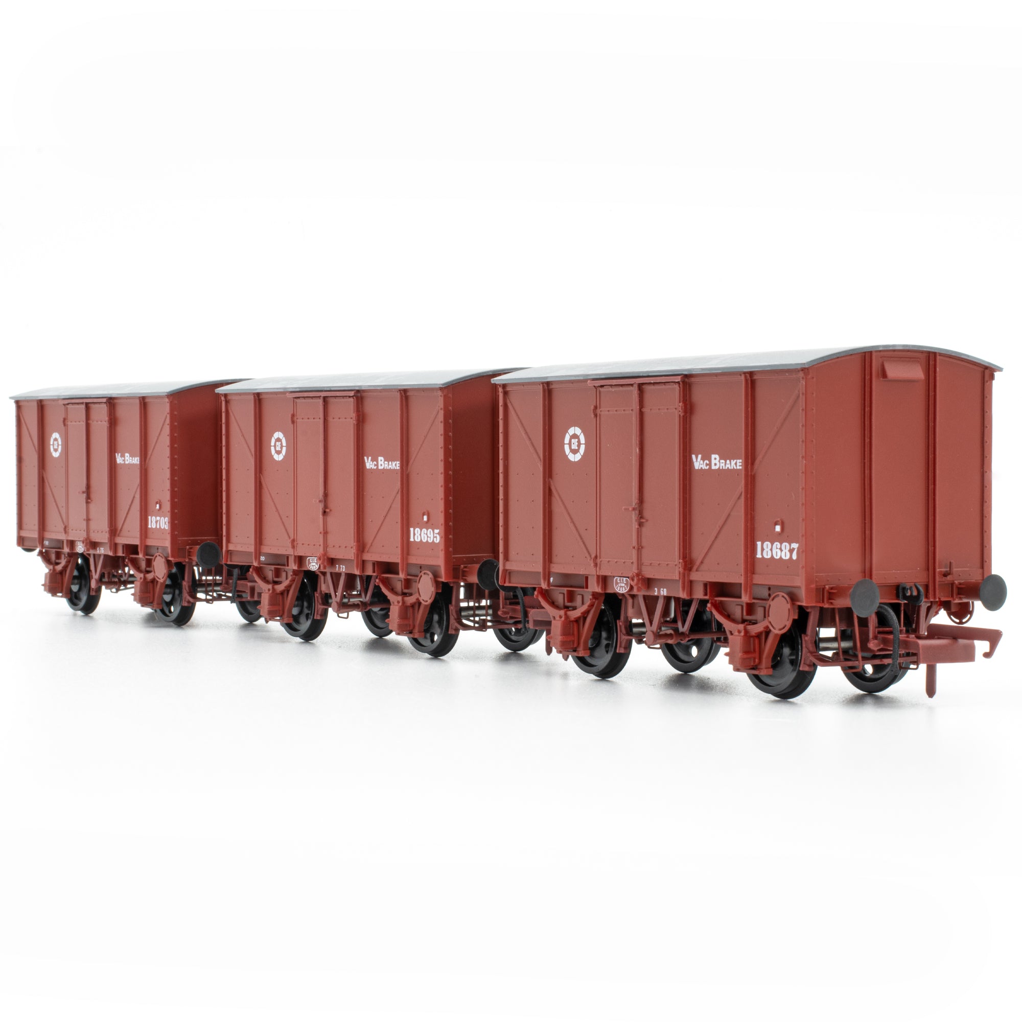 CIE Bulleid H Van – Braun (CIE-Roundel-Ära) – mit Vakuum ausgestattet – Packung 2