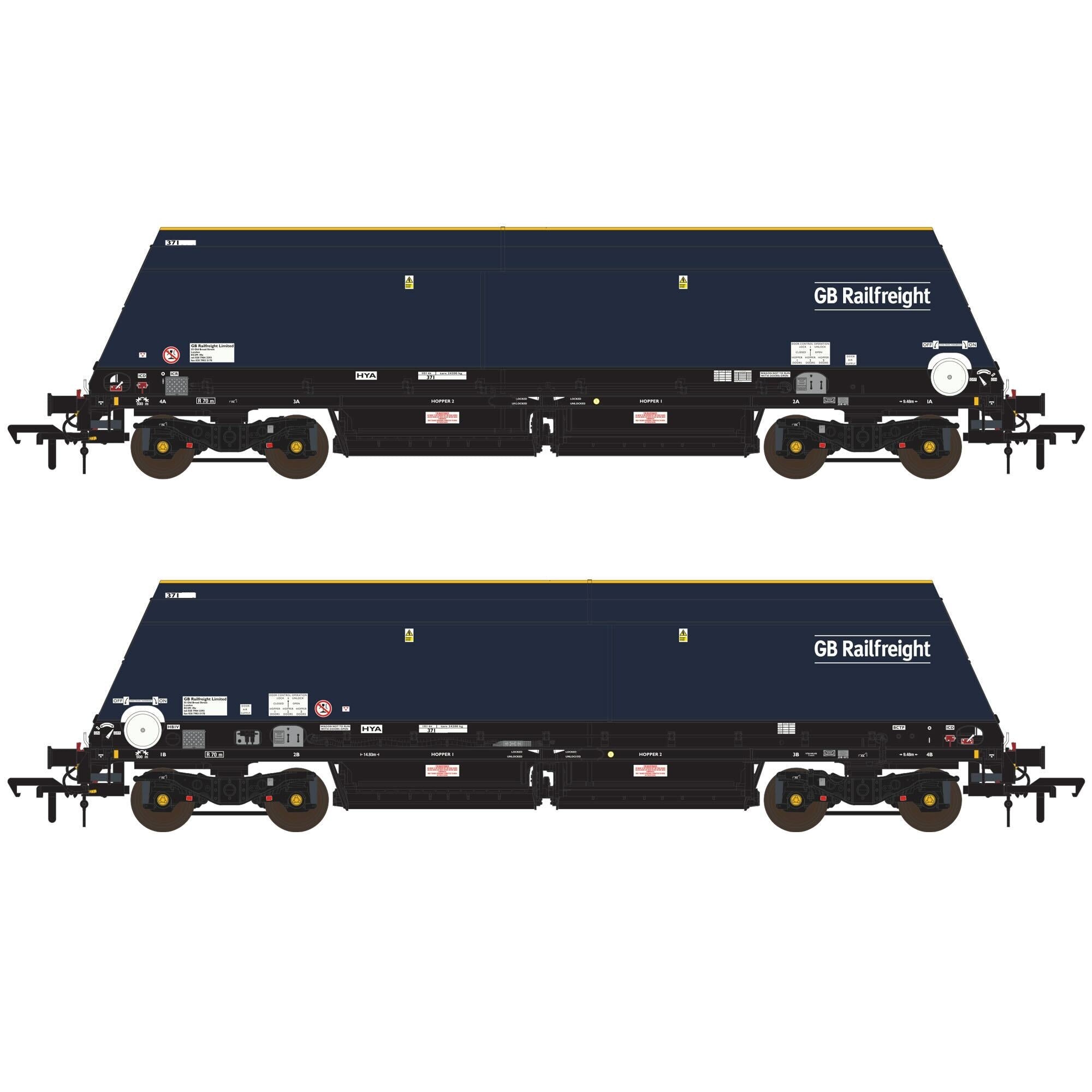 Cutdown HYA – Blau/Schwarz mit GB Railfreight-Branding (Pack 1)