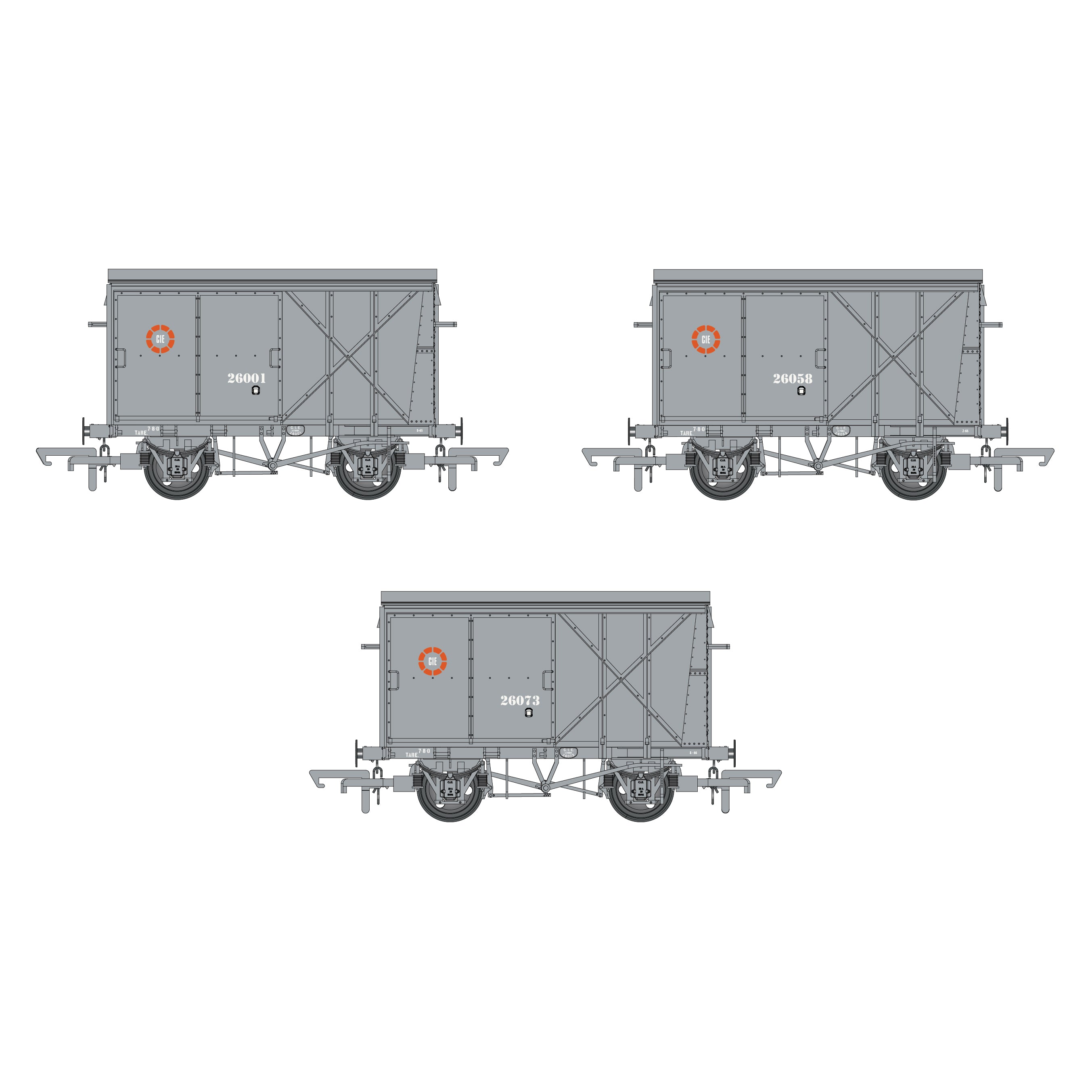 CIE Bulleid Palettenwagen – Grau (CIE Roundel-Ära) – Packung 1