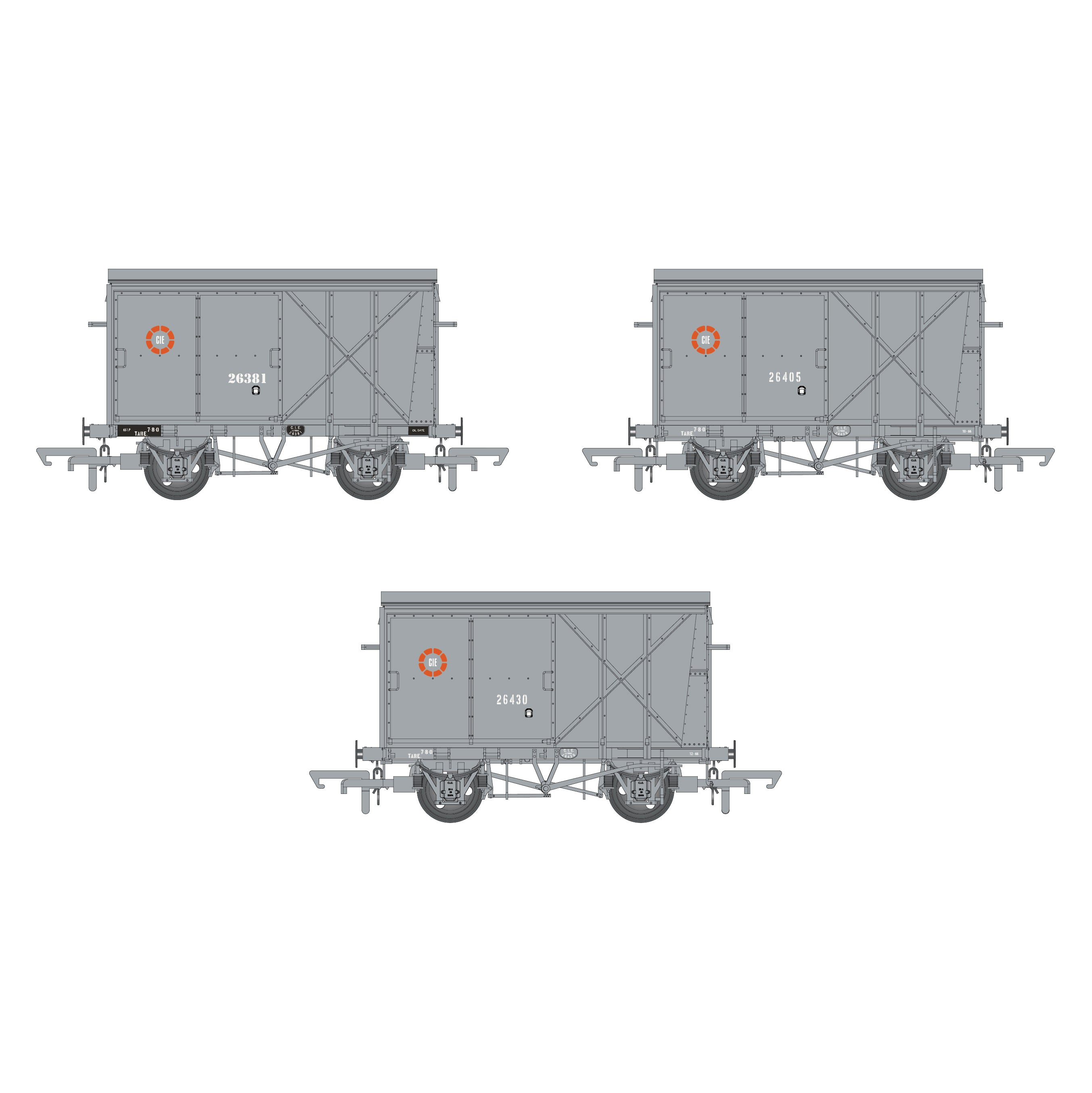 CIE Bulleid Palettenwagen – Grau (CIE Roundel-Ära) – Pack 2