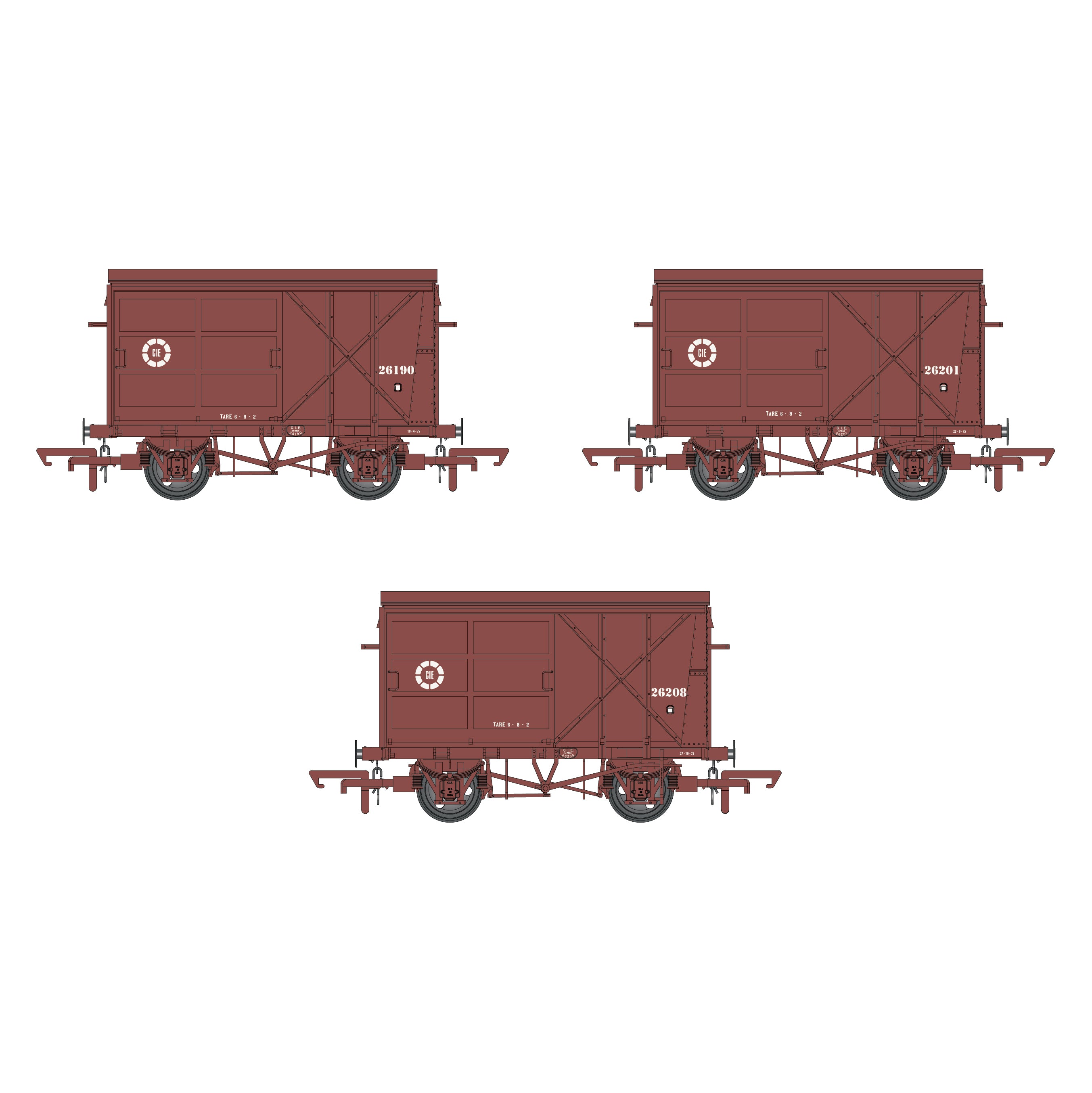 CIE Bulleid Palettenwagen – Braun (CIE Roundel-Ära) – Pack 3