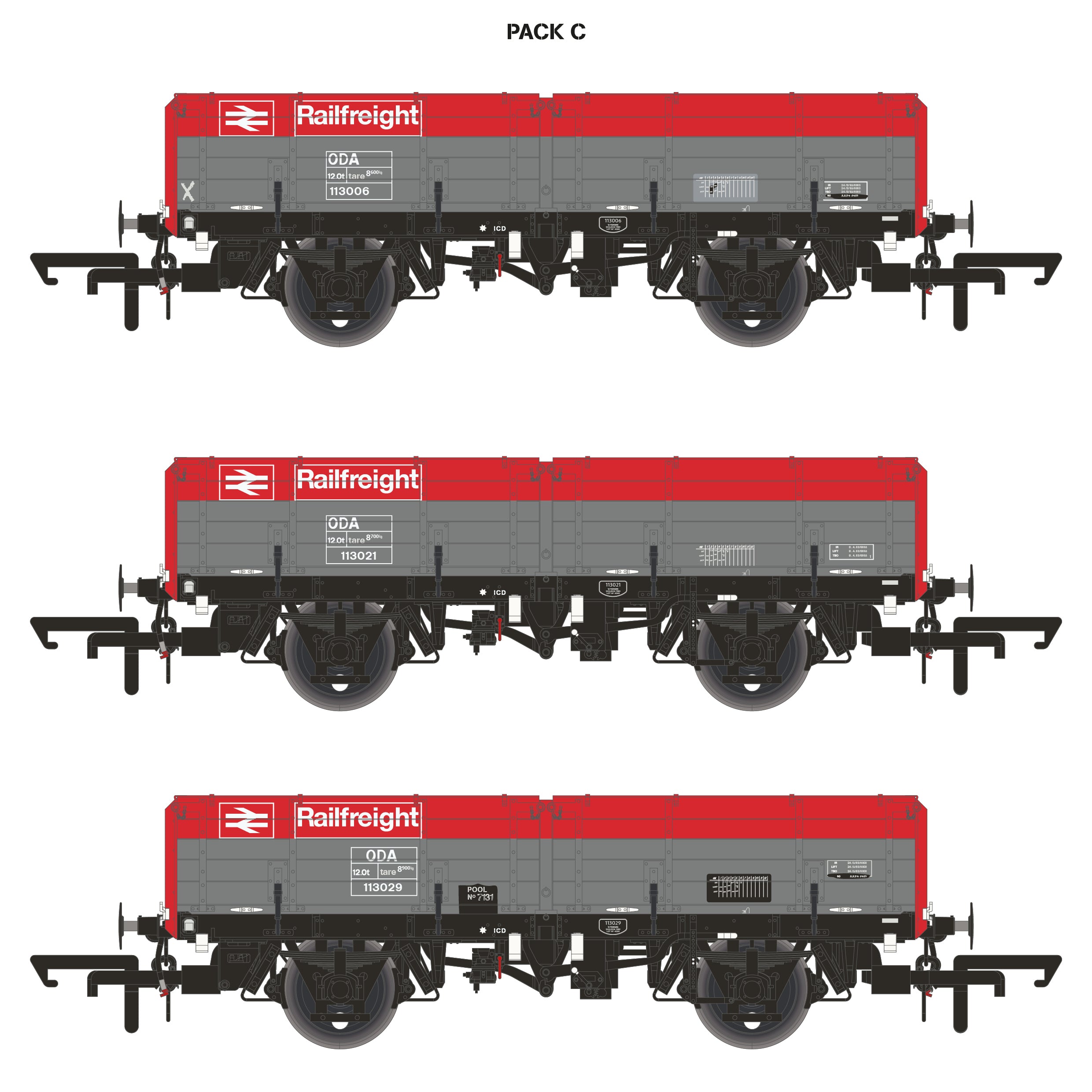 ODA - Railfreight Rot/Grau - Dreierpack C