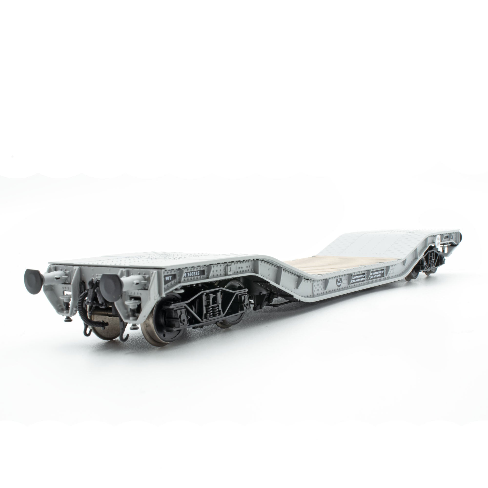 50t „Warwell“-Militärflachwagen mit Drehgestellen mit Diamantrahmen in BR-Grau – M360335