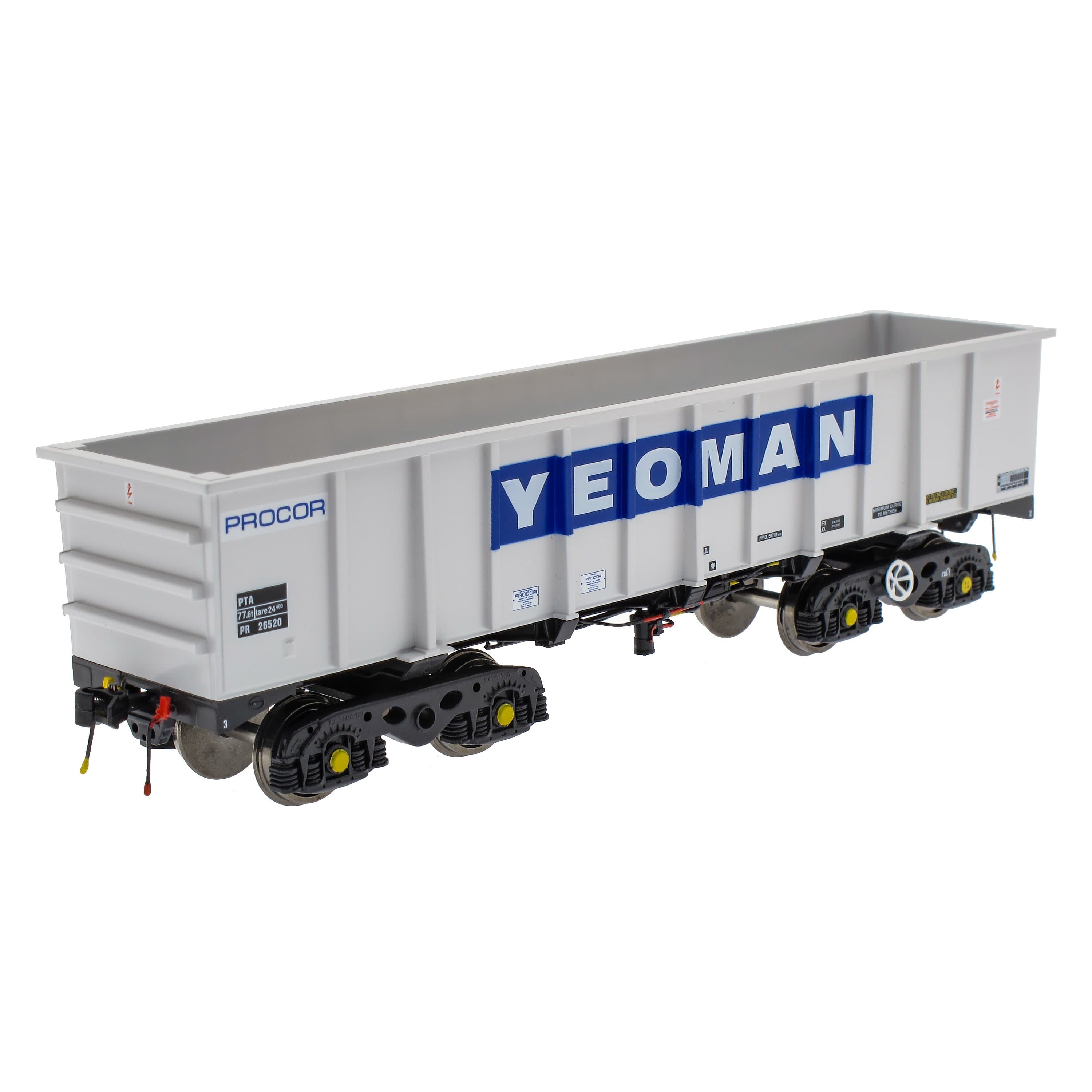 PTA/JTA+JUA Bogie-Kipper-Paket – Yeoman [Procor] Grau/Elfenbein – Außenpaket