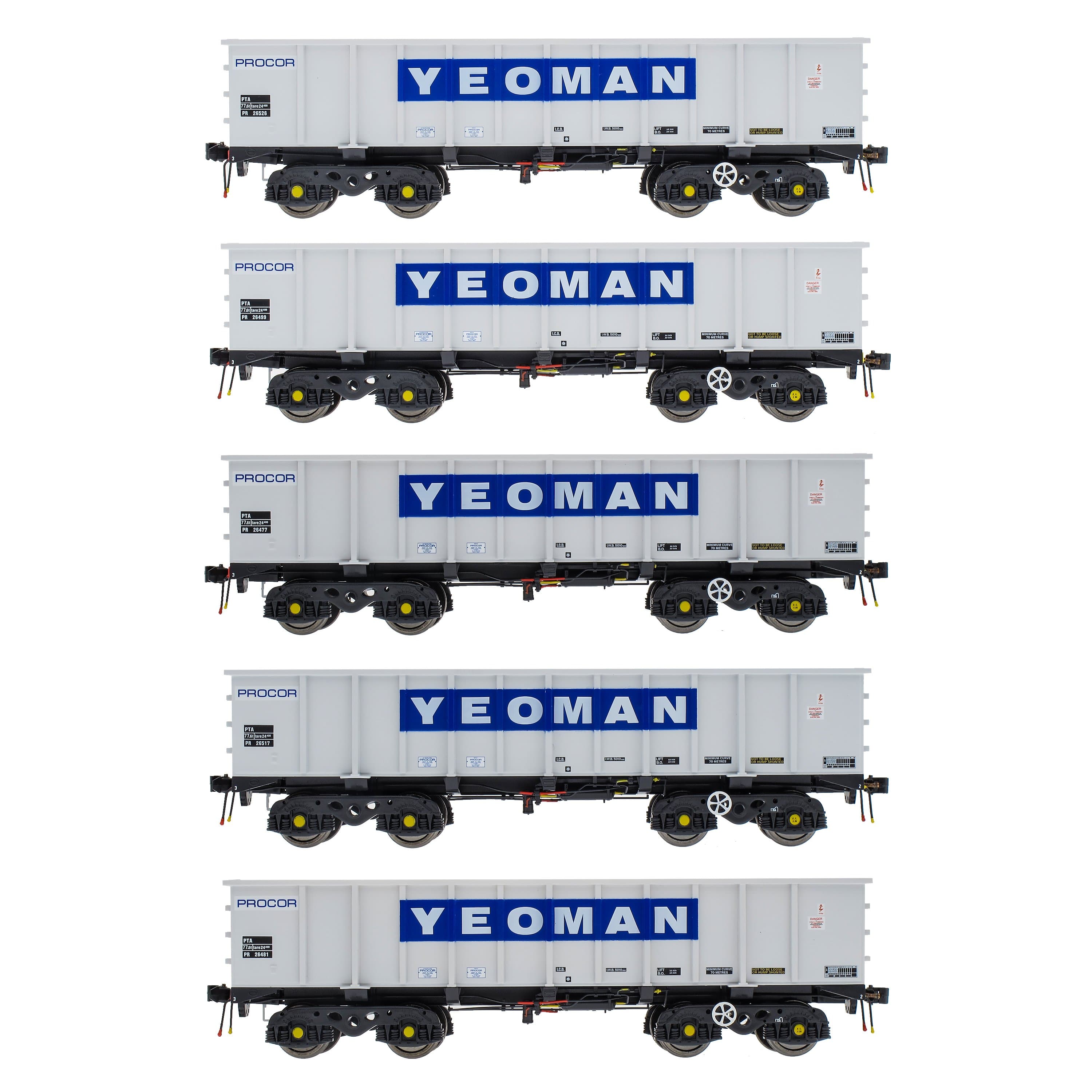 PTA/JUA Bogie Kipper Pack – Yeoman [Procor] Grau/Elfenbein – Innenpaket