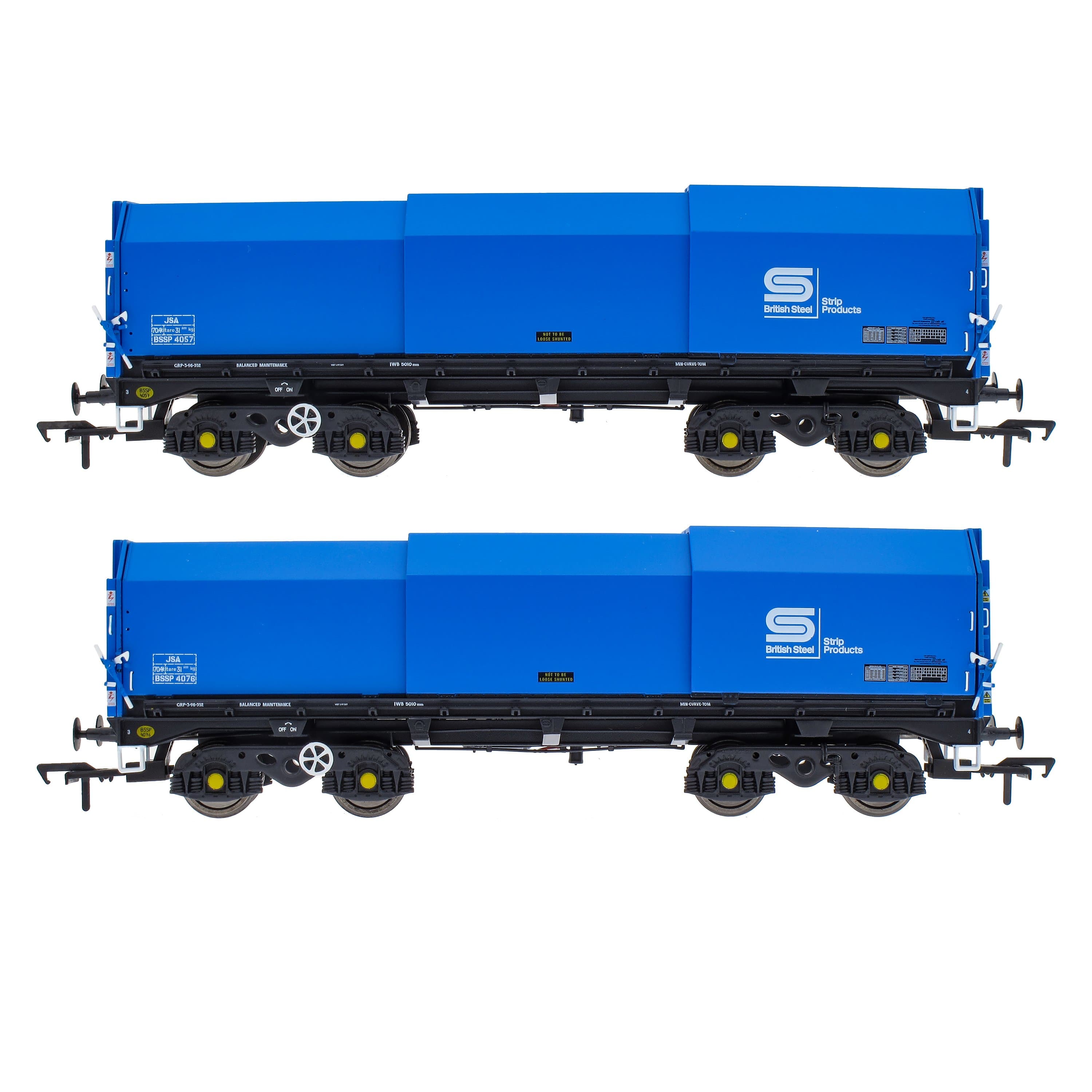 JSA Bogie Planenstahlwagen im Doppelpack – British Steel 3