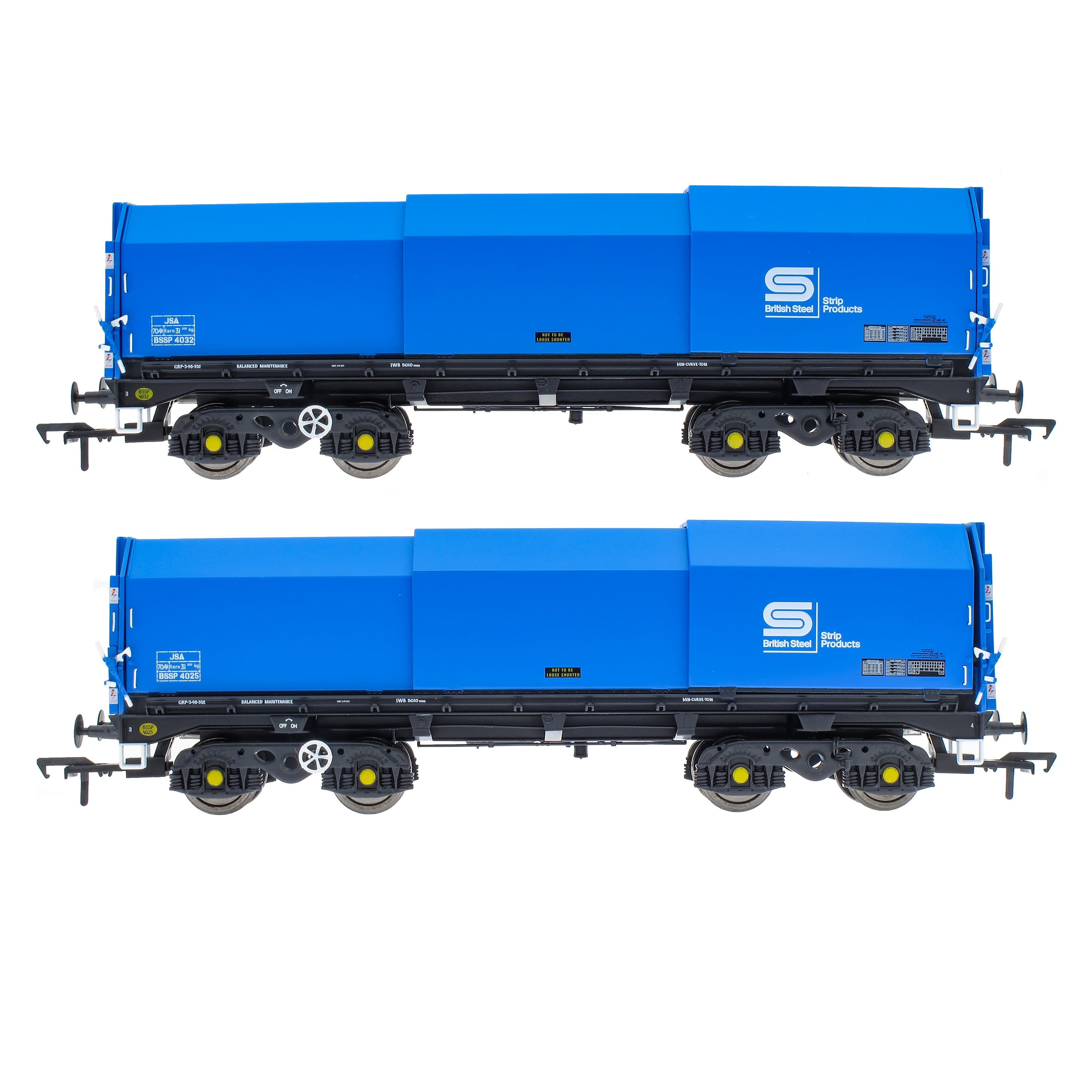 JSA Bogie Planwagen aus Stahl, Doppelpack – British Steel 1