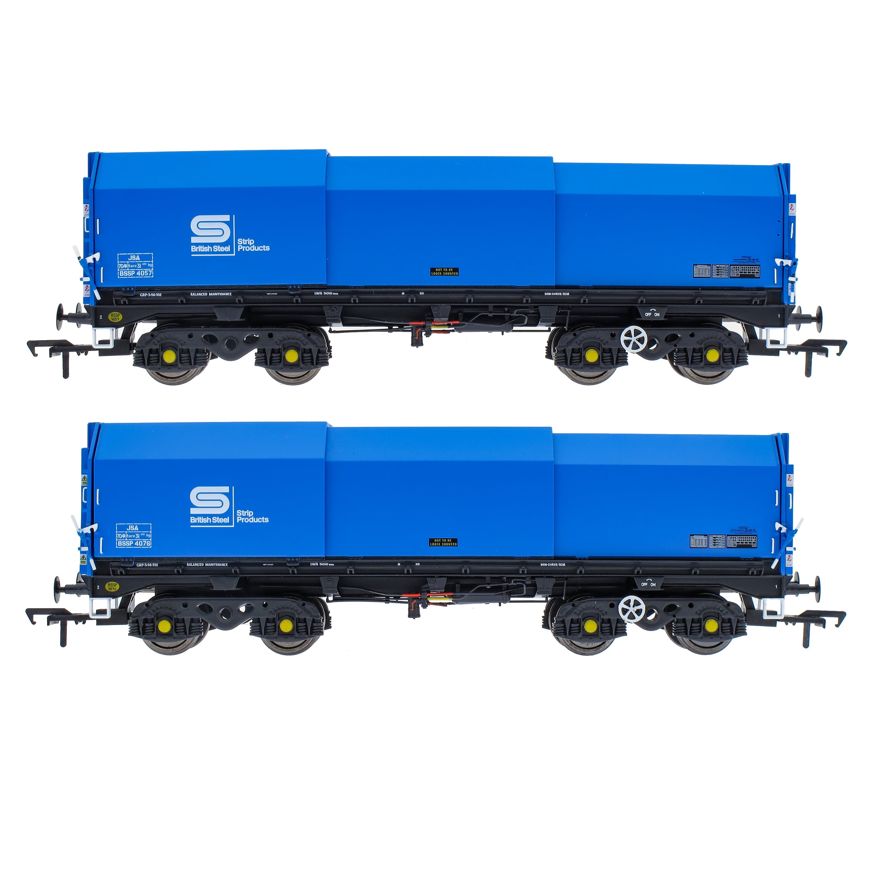 JSA Bogie Planenstahlwagen im Doppelpack – British Steel 3