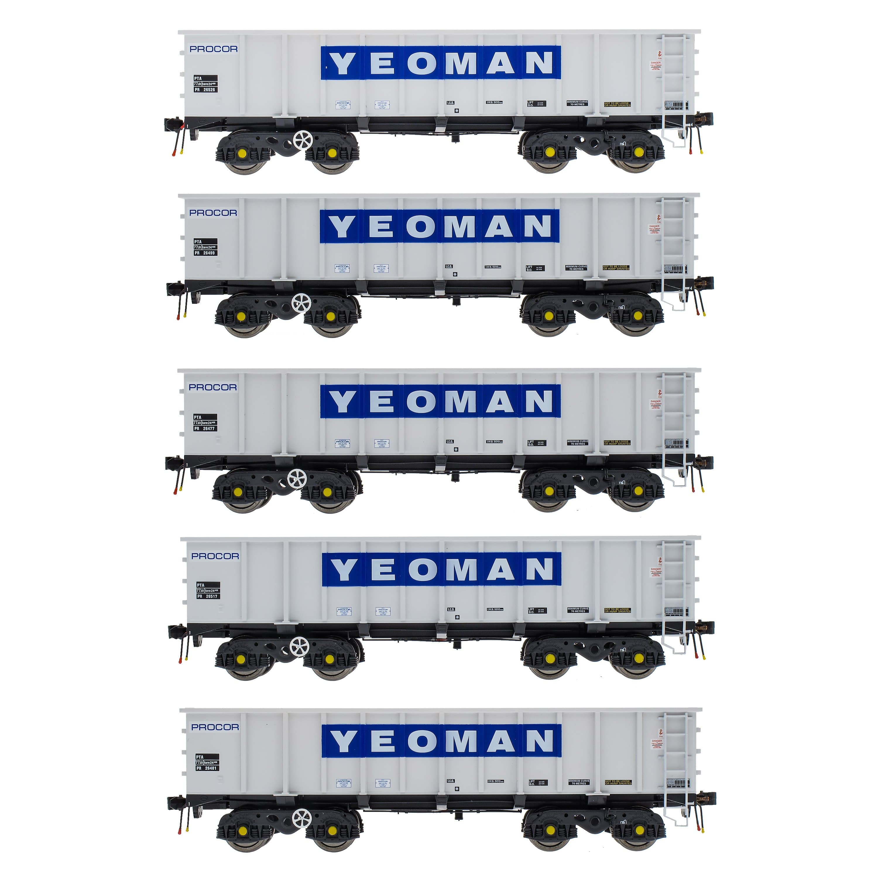 PTA/JUA Bogie Kipper Pack – Yeoman [Procor] Grau/Elfenbein – Innenpaket