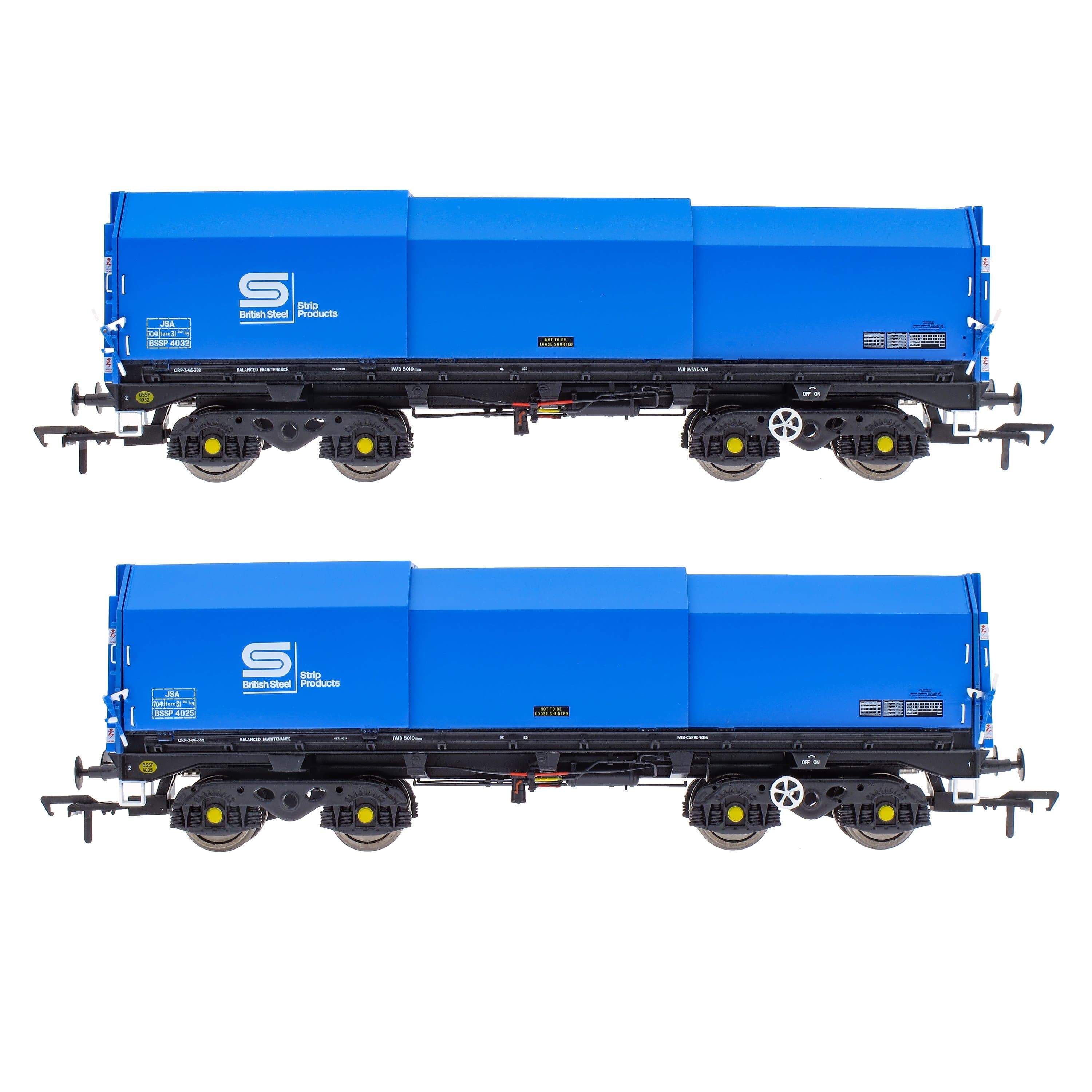JSA Bogie Planwagen aus Stahl, Doppelpack – British Steel 1