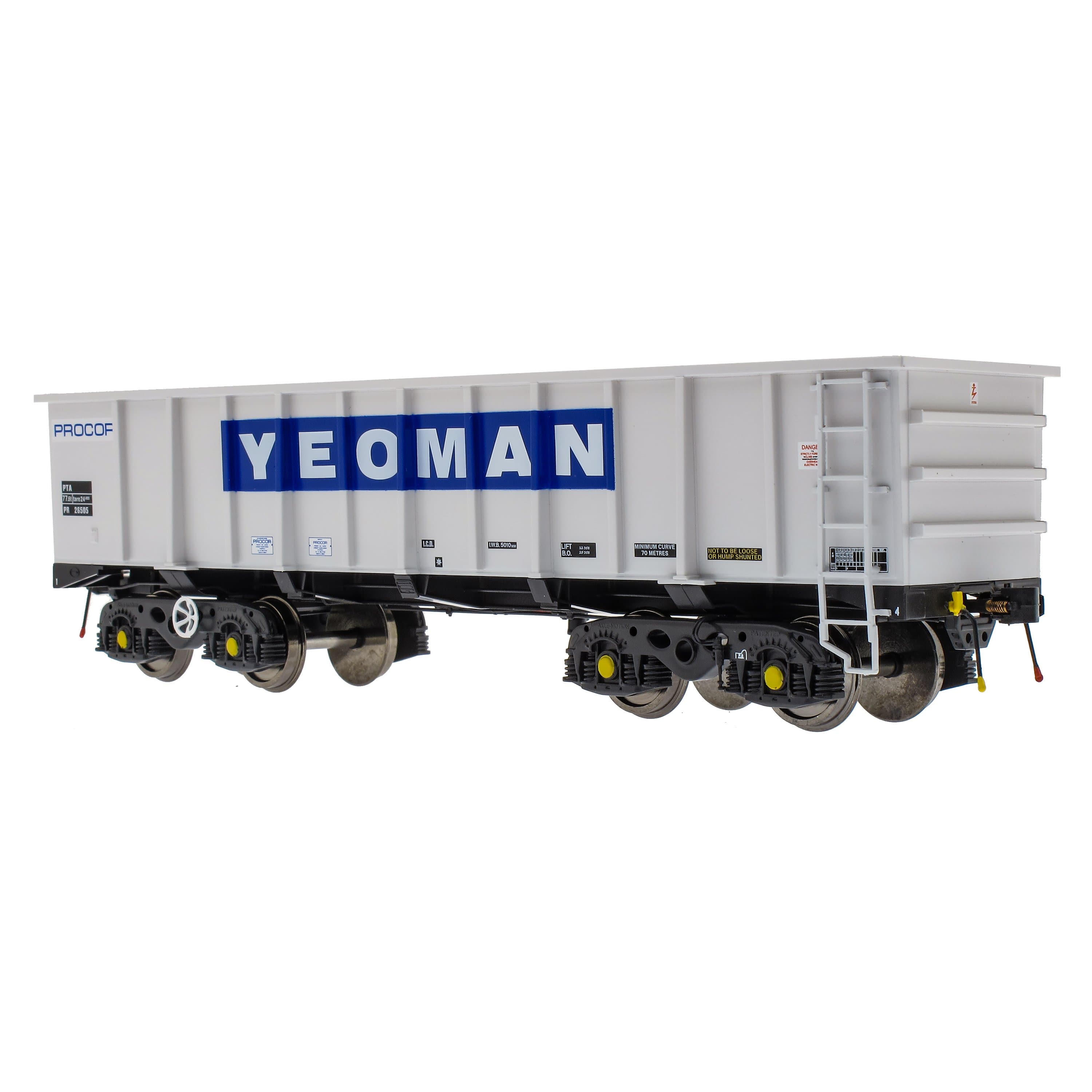 PTA/JTA+JUA Bogie-Kipper-Paket – Yeoman [Procor] Grau/Elfenbein – Außenpaket