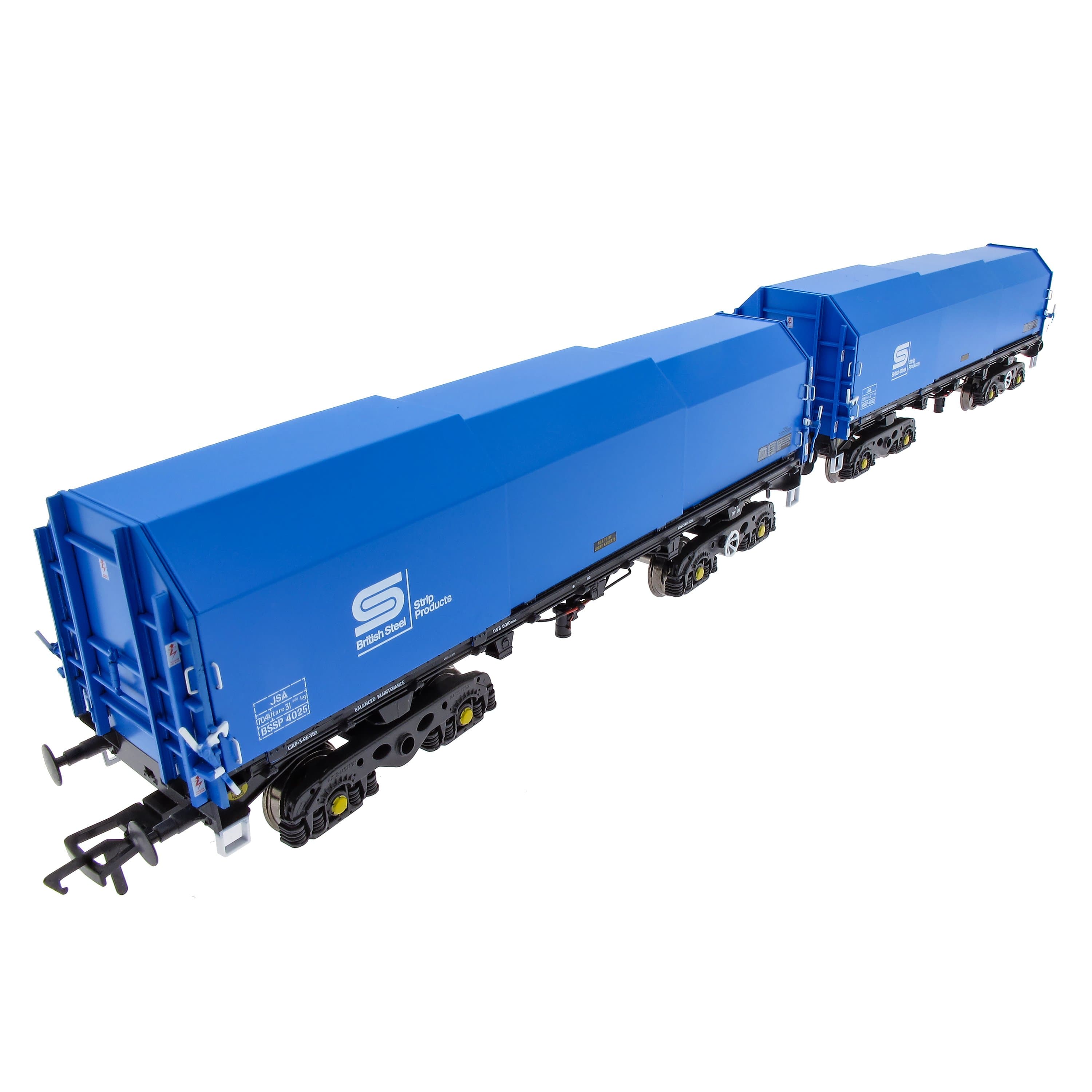 JSA Bogie Planwagen aus Stahl, Doppelpack – British Steel 1