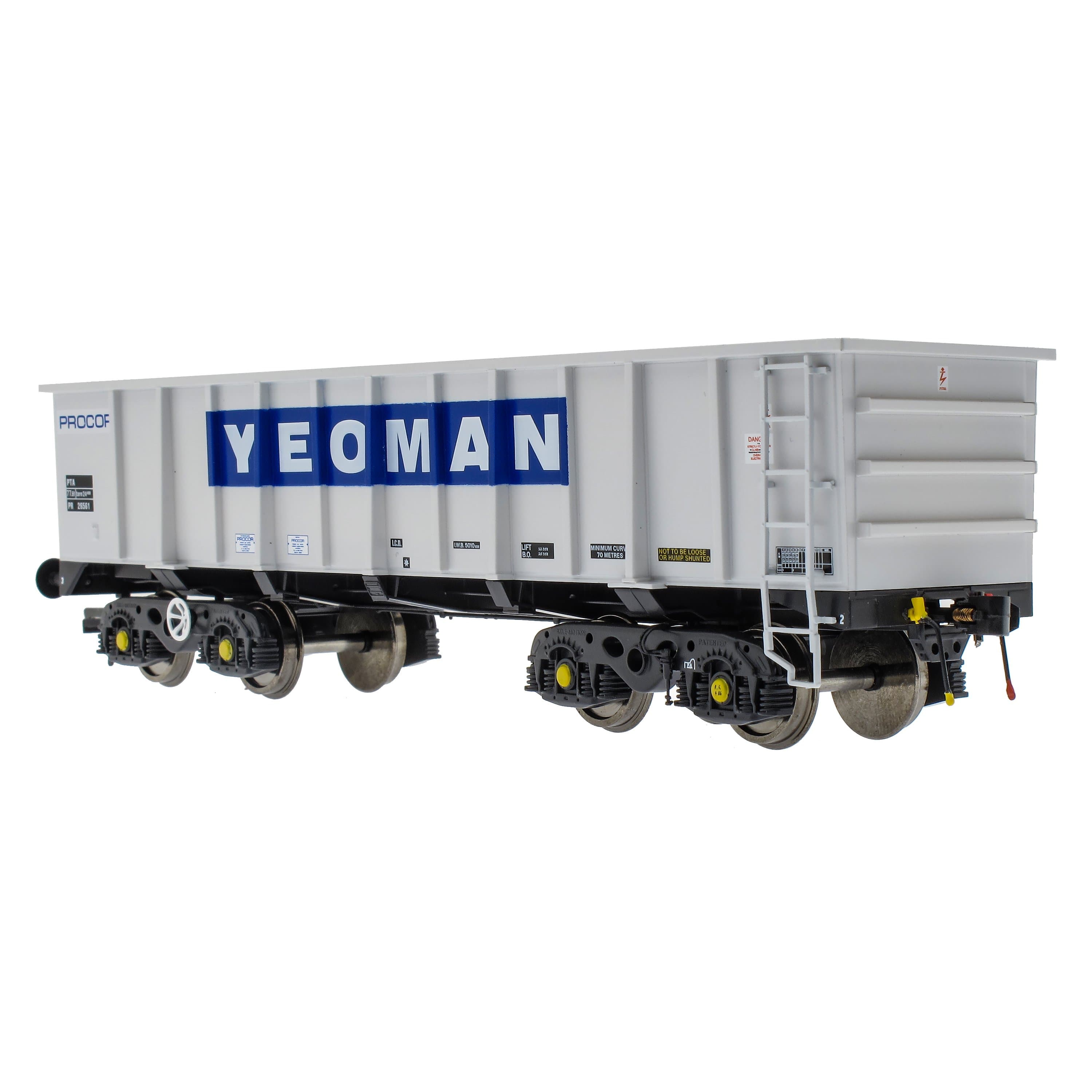 PTA/JTA+JUA Bogie-Kipper-Paket – Yeoman [Procor] Grau/Elfenbein – Außenpaket