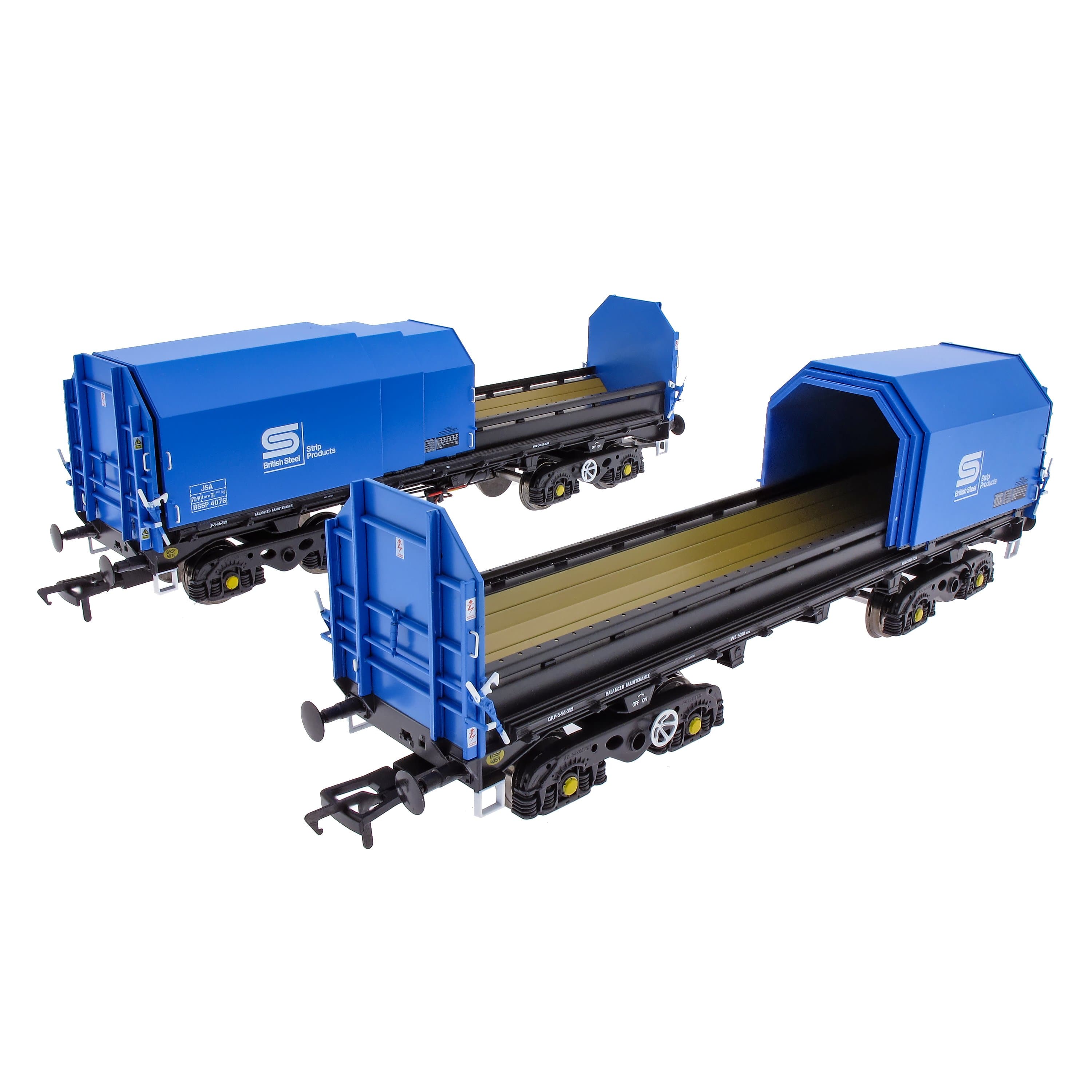 JSA Bogie Planenstahlwagen im Doppelpack – British Steel 3