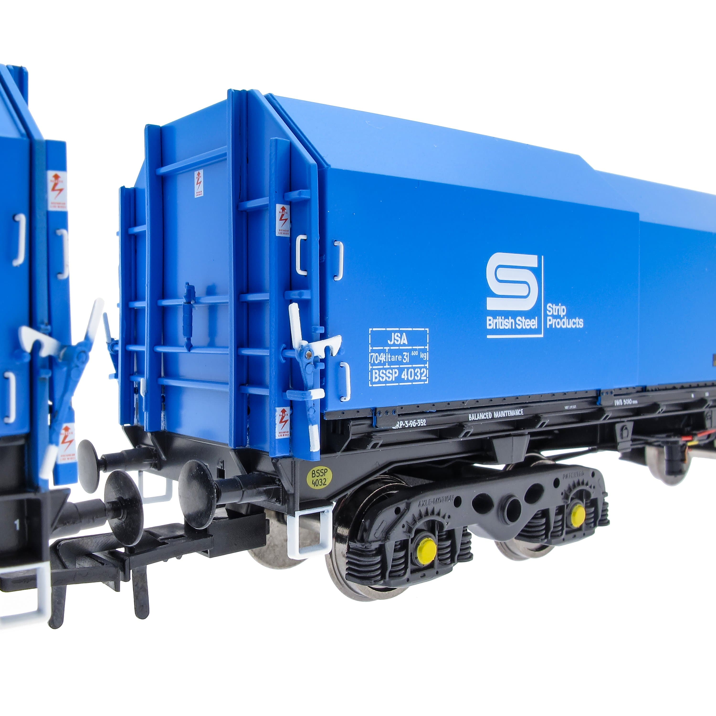 JSA Bogie Planwagen aus Stahl, Doppelpack – British Steel 1