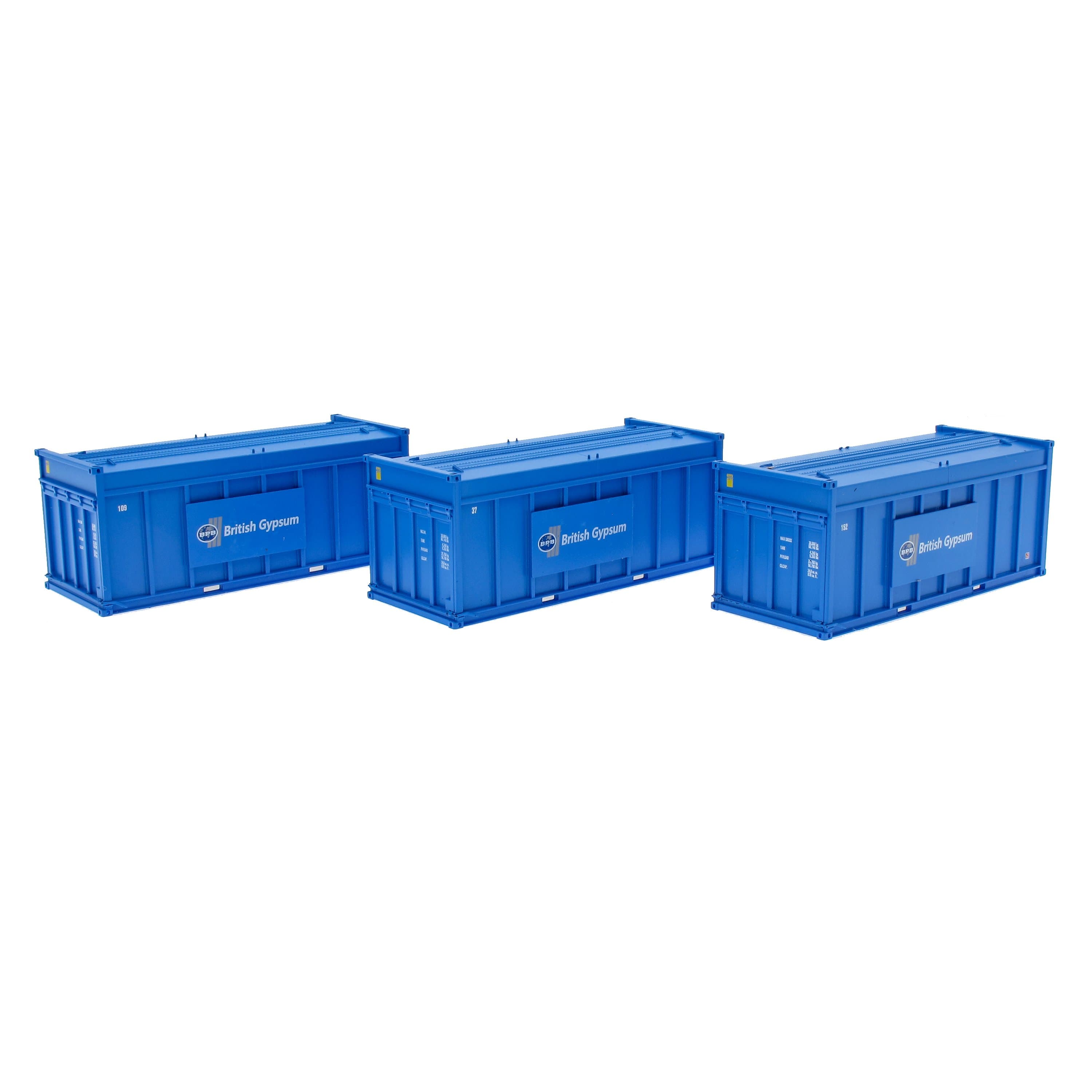 Packung mit 3 Gips-20-Fuß-Containern – blaue Container