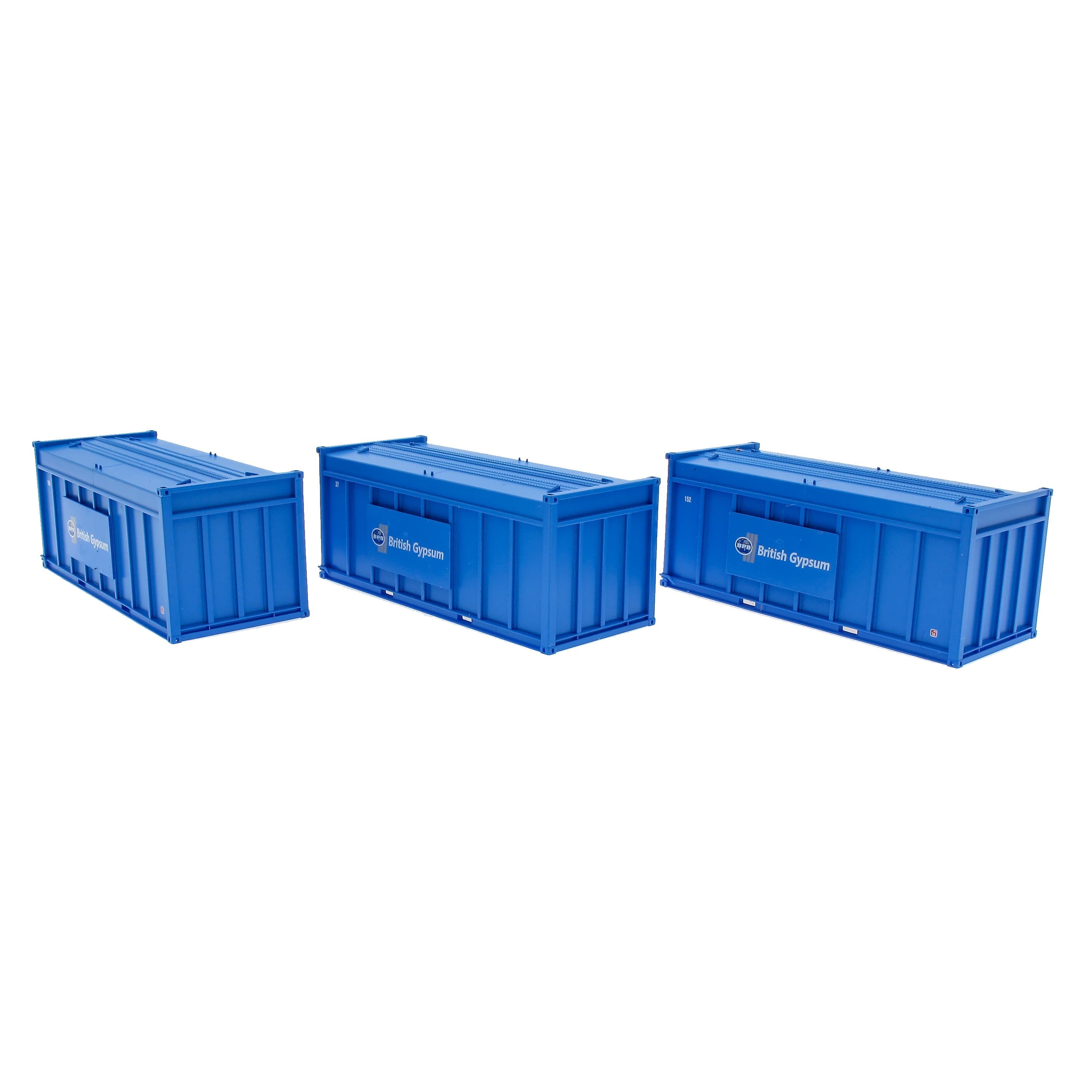Packung mit 3 Gips-20-Fuß-Containern – blaue Container