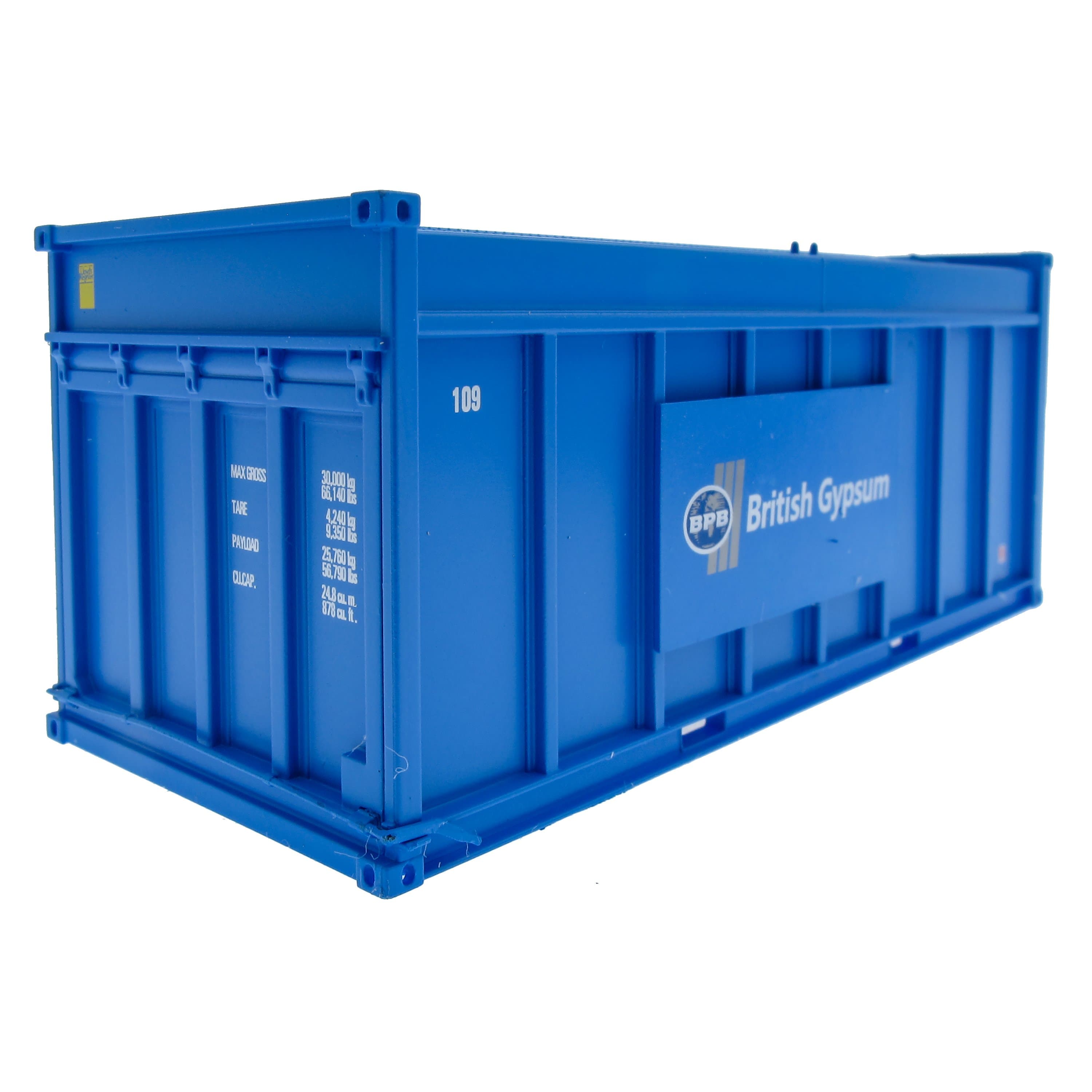 Packung mit 3 Gips-20-Fuß-Containern – blaue Container