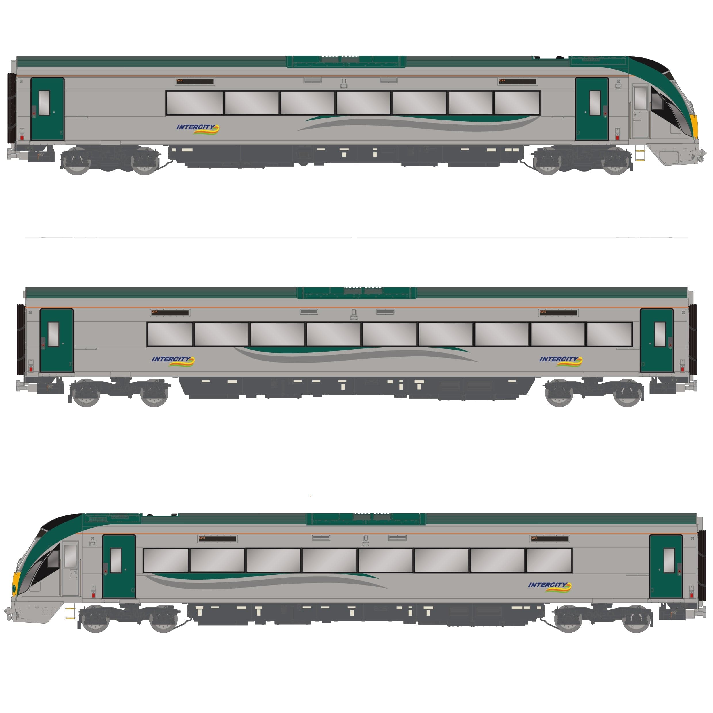 IE 22000 Klasse „ICR“ – 3 Wagen in originaler „Intercity“-Lackierung, mit „Bowlingball“-Markierung – mit DCC-Sound ausgestattet