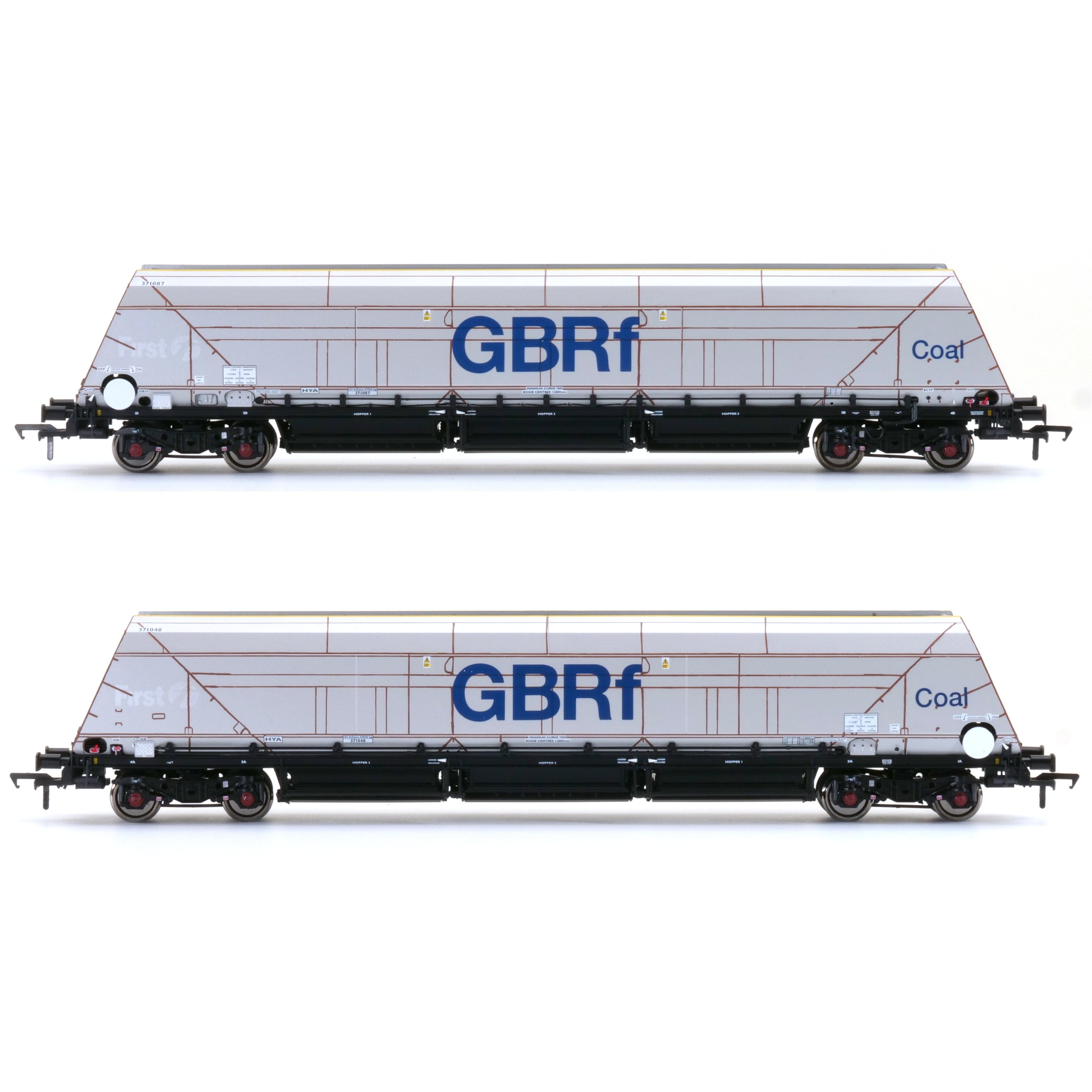 HYA Bogie Hopper Wagon – GBRf-Kohle-Branding – Pack 3